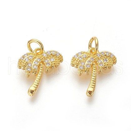 Eco-Friendly Brass Micro Pave Cubic Zirconia Charms X-ZIRC-J021-04G-RS-1