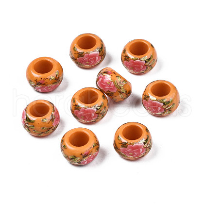 Flower Printed Opaque Acrylic Rondelle Beads SACR-S305-27-I04-1