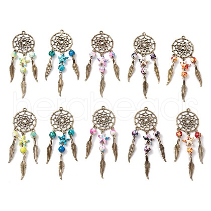 Woven Net/Web with Feather Pendants PALLOY-JF03978-1
