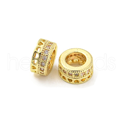 Brass Micro Pave Cubic Zirconia European Beads KK-H452-19G-1