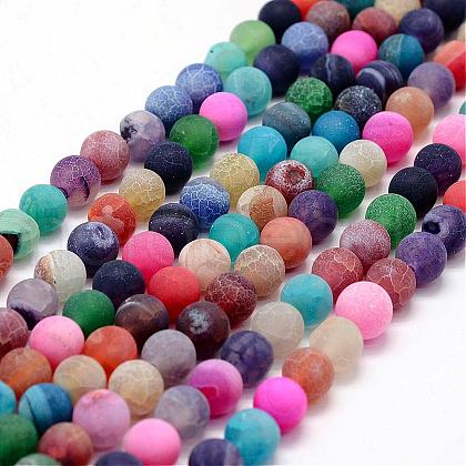 Frosted Natural Agate Beads Strands G-F367-6mm-08-1