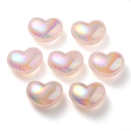 UV Plating Rainbow Iridescent Imitation Jelly Acrylic Beads OACR-C007-08B-1