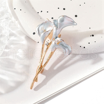 Common Callalily Zinc Alloy Enamel Brooches PW-WG19A07-02-1