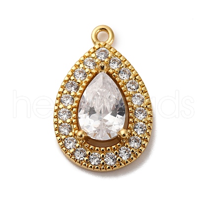 Brass Micro Pave Cubic Zirconia Pendants KK-F895-11G-1