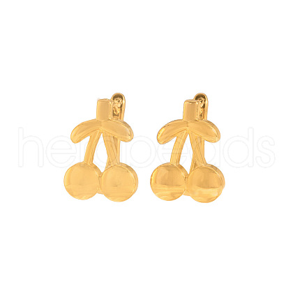 Stylish Stainless Steel Cherry Hoop Earrings RN7247-1-1