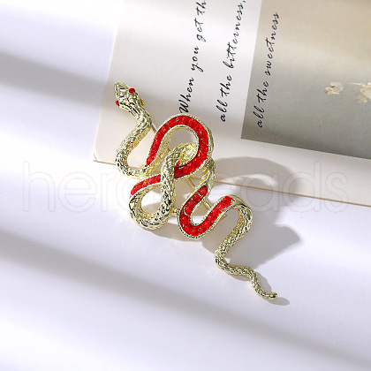 Snake Aolly Rhinestone Brooches JEWB-V008-01LG-01-1