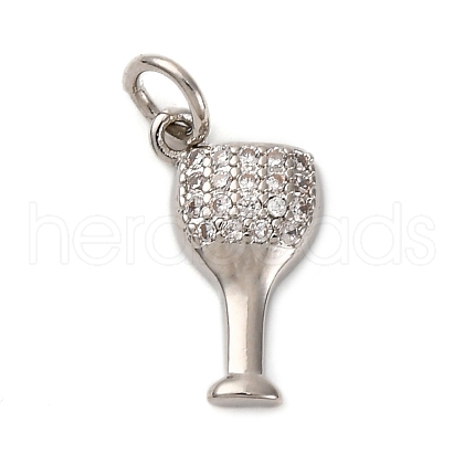 Brass Micro Pave Clear Cubic Zirconia Charms KK-P308-82P-1
