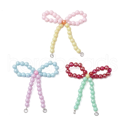 Opaque Acrylic Beads with Brass Crimp Beads and Iron Open Jump Rings Pendamts PALLOY-JF03487-1