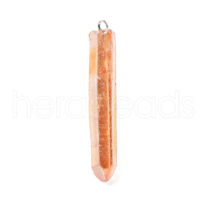 Electroplated Natural Quartz Pendants G-P315-B01-12P-1