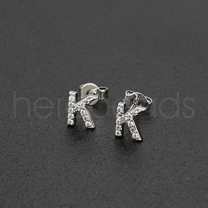 Brass Micro Pave Clear Cubic Zirconia Stud Earrings FS-WGC2F12-11-1