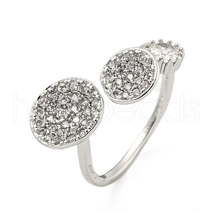 Brass Micro Pave Cubic Zirconia Cuff Rings RJEW-I103-099P-1