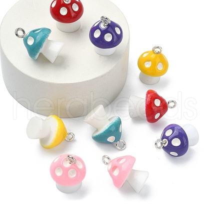 10Pcs 5 Colors Opaque Resin Pendants RESI-YW0001-50-1