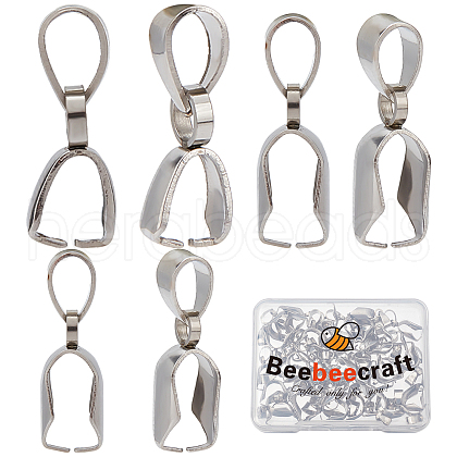 Beebeecraft 60Pcs 3 Style Stainless Steel Ice Pick Pinch Bails FIND-BBC0001-07-1