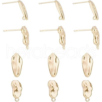 SUPERFINDINGS 12Pcs 2 Style Brass Stud Earring Findings KK-FH0004-95-1