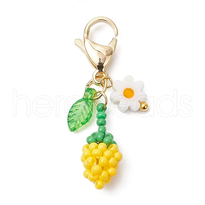 Sunflower Bud Acrylic Glass Seed Beaded Pendant Decorations HJEW-MZ00229-01-1