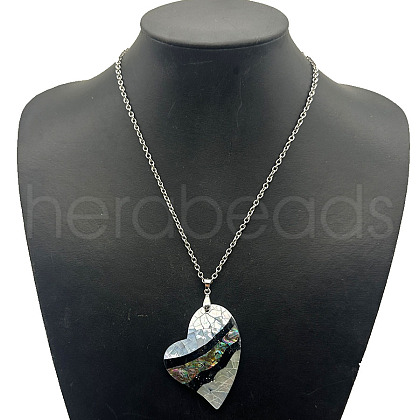 Alloy Pave Natural Colorful Abalone Shell Pendant Vintage Statement Necklaces HC0064-5-1