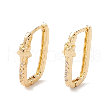 Clear Cubic Zirconia Star Hoop Earrings EJEW-G296-03G-1