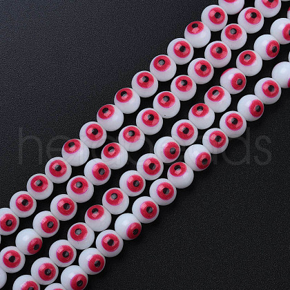 Baking Painted Opaque Glass Beads Strands DGLA-N033-04-D03-1
