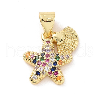 Brass Micro Pave Cubic Zirconia Charms KK-G444-02G-03-1