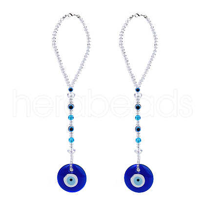 DICOSMETIC 2Pcs Blue Lampwork Evil Eye Car Hanging Ornament HJEW-DC0001-13-1