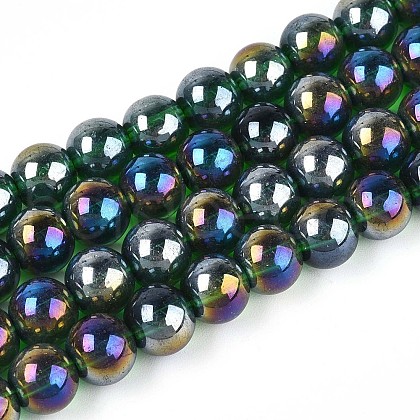 Electroplate Transparent Glass Beads Strands GLAA-T032-T8mm-AB22-1