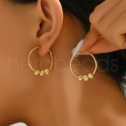 Stainless Steel Ball Hoop Earrings XK8123-1