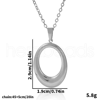 Stainless Steel Hollow Oval Pendant Necklaces for Women EJ0171-1-1