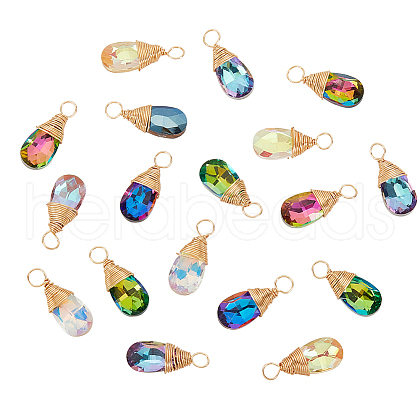 AHADERMAKER 30Pcs Faceted Glass Pendants FIND-GA0002-69-1