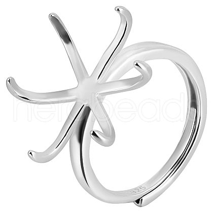 Beebeecraft 1Pc Adjustable Rhodium Plated 925 Sterling Silver Ring Findings STER-BBC0006-89-1