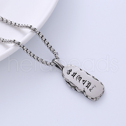 Stylish Stainless Steel Om Mani Amulet Pendant Necklaces for Men VQ2787-1