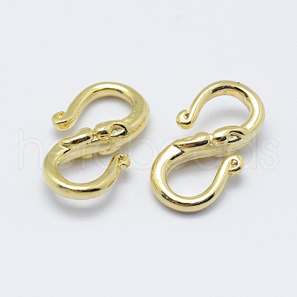 Brass S-Hook Clasps KK-F727-10G-NF-1