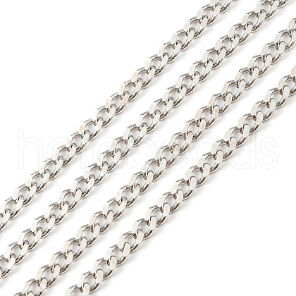 Anti-Tarnish Rhodium Plated 925 Sterling Silver Faceted Curb Chains STER-F052-06P-1