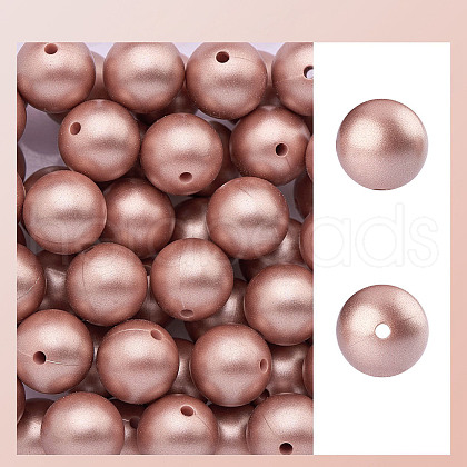 50Pcs Silicone Beads Round Rubber Beads 15MM Loose Spacer Beads for DIY Supplies Jewelry Keychain Making (Rose Gold) JX472A-1