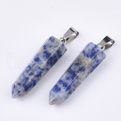 Natural Blue Spot Jasper Point Pendants G-R220-34G-1