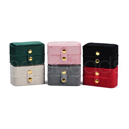 Mini Rectangle Velvet Ring Storage Boxes with Snap Buttons CON-Z009-02-1