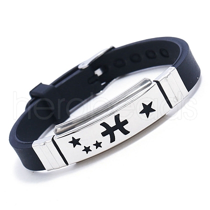 Stainless Steel Constellation Link Bracelet with Silicone Cords PW-WG3762B-03-1