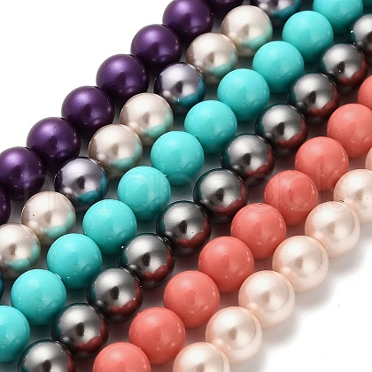 Round Shell Pearl Beads Strands BSHE-XCP0001-82-1