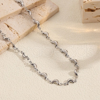 Elegant Vintage Hollow Stainless Steel Link Chain Necklaces for Women WE8601-7-1