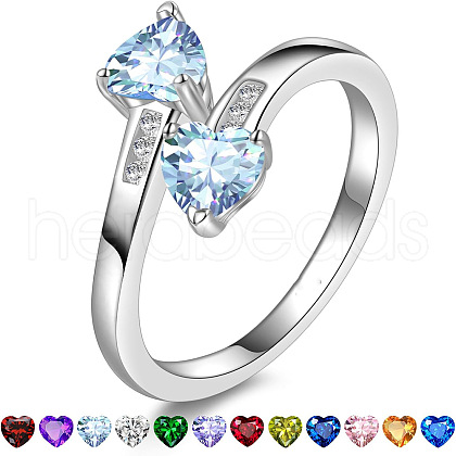 Heart 304 Stainless Steel with Cubic Zirconia Cuff Rings FS-WG2909F-08-1