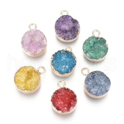 Natural Druzy Agate Pendants G-L566-A-1