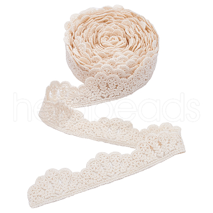 MAYJOYDIY US 5 Yards Shell Shaped Cotton Hollow Flower Lace Trim SRIB-MA0001-01-1