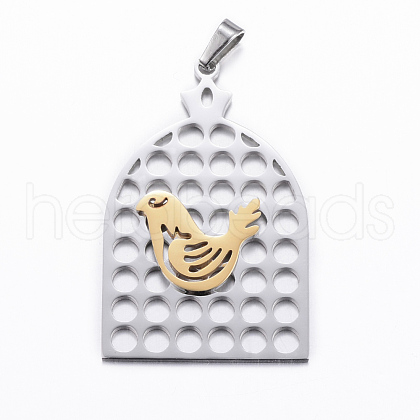 304 Stainless Steel Pendants STAS-F143-06GP-1