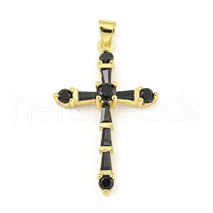 Cross Rack Plating Brass Cubic Zirconia Pendants KK-Z053-13G-02-1