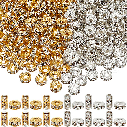 SOFPLATE 400Pcs 2 Colors Brass Rhinestone Spacer Beads RB-SP0001-06-1