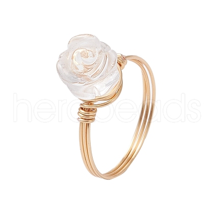 Valentine's Day Rose Natural Quartz Crystal Finger Rings RJEW-JR00813-02-1