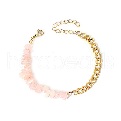 Natural Rose Quartz Beaded Bracelets PW-WG30470-01-1