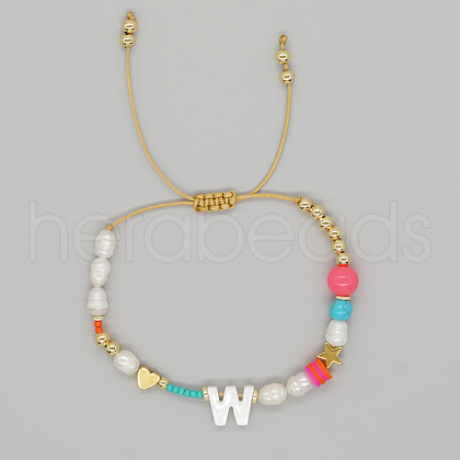 Shell Letter Charm Bead Bracelets ZZ0793-23-1
