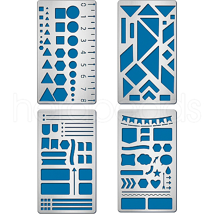 BENECREAT 4Pcs 4 Style Steel Metal Stencil Template DIY-BC0003-30-1