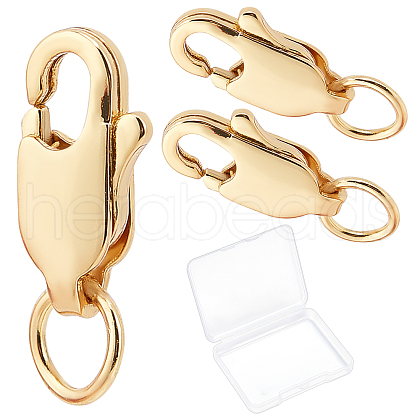 Beebeecraft 20Pcs Rack Plating Brass Lobster Claw Clasps with Jump Rings KK-BBC0009-97-1