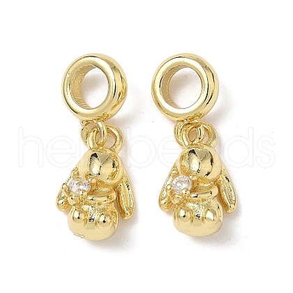 Brass Pave Clear Cubic Zirconia European Dangle Charms KK-Q068-57G-1